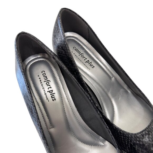 Comfort Plus By Predictions Womens Snake Print Black Pointed-Toe Pumps Size 7M - Picture 5 of 13